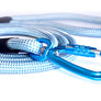 Blue locking carabiner on light blue leash for your dog.  Safe leash for your unique, adventurous dog.