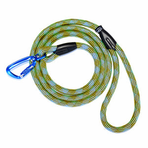 Green dog leash with locking carabiner.  Safe leash for your unique, adventurous dog. 